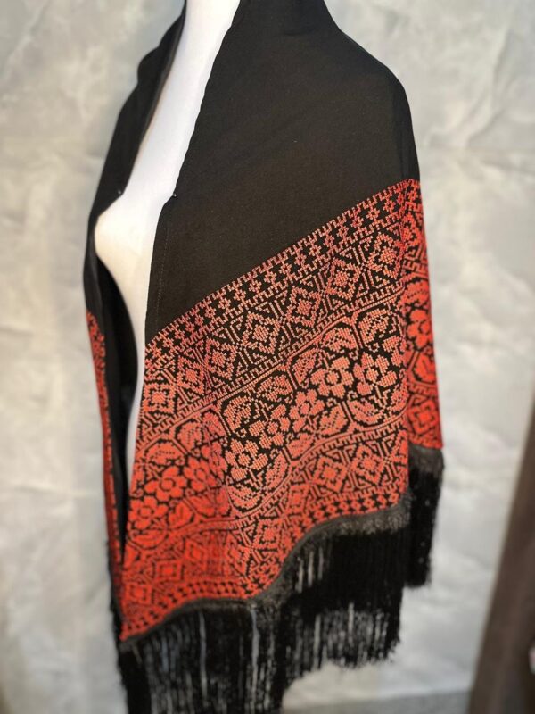Elegant Handwoven quilted Shawl with Intricate Geometric Embroidery