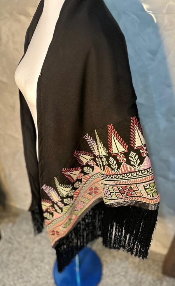 Elegant Handwoven quilted Shawl with Intricate Geometric Embroidery